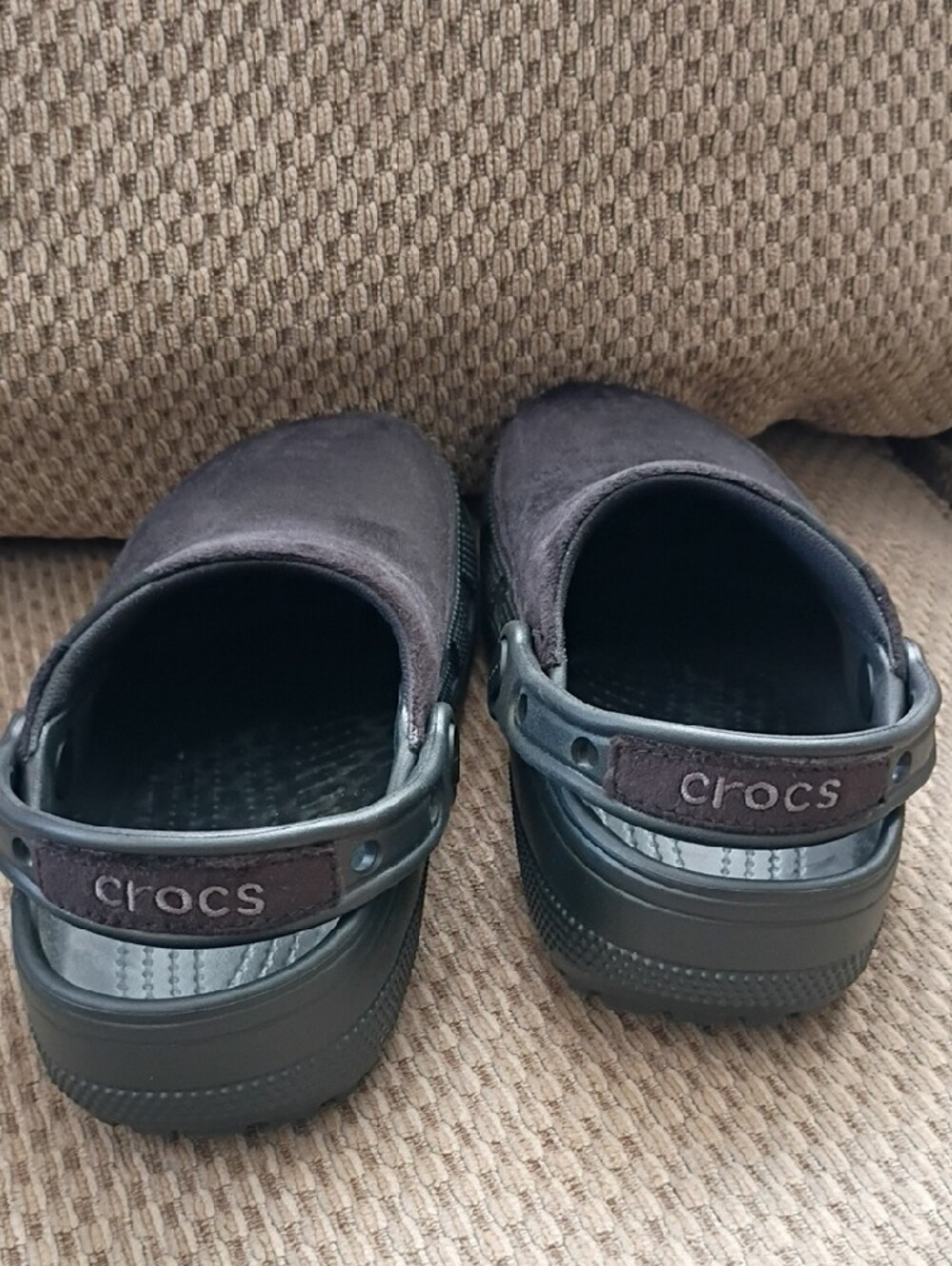 CROCS Womens Or Kids Suede-Look Clog Mules in Black - Picture 10 of 11